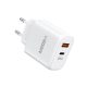 Veger 65W1A1C GaN: Dual-Port, 65 W GaN-Technologie. USB-Schnellladegerät (1x USB-C 65W + 1x USB-A 18W)