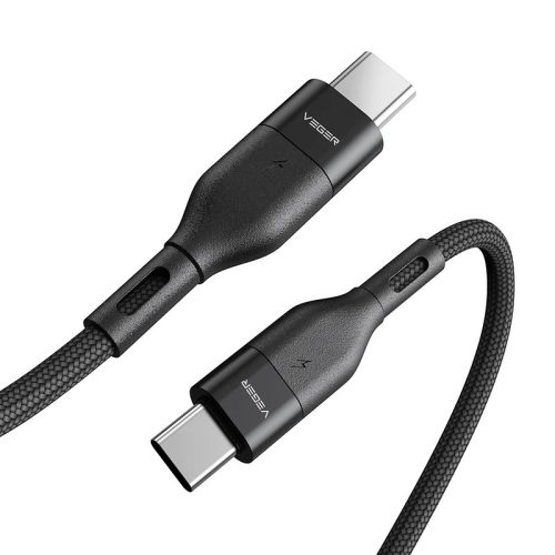 Veger CC01 - 60W USB Type-C - USB Type-C Kabel - 120 cm, 60W Aufladung, Perlmuttstoffüberzug - schwarz