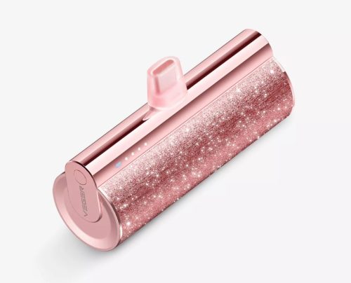 Veger Lipstick-C Power Bank mit USB Type-C Plug – 5000 mAh Kapazität, für alle USB Type-C Produkte, PD3.0- Rose Gold